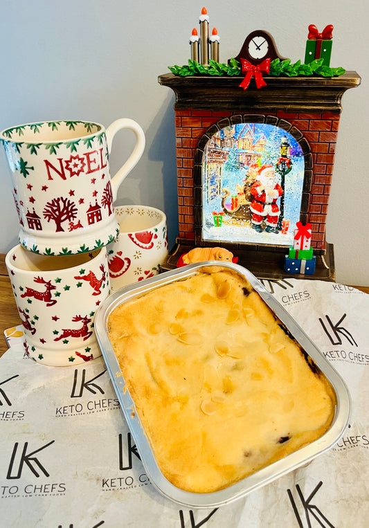 Keto Chefs Mince Pie Inspired Tray Bake With Topped Frangipane & Almonds (freezer friendly)