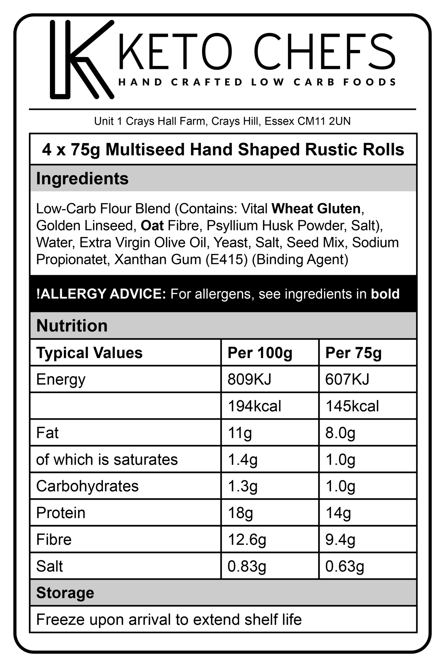 Low Carb Multiseed Rolls Ingredients