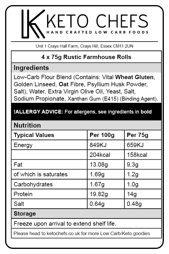 Keto Diet Rustic Rolls Ingredients