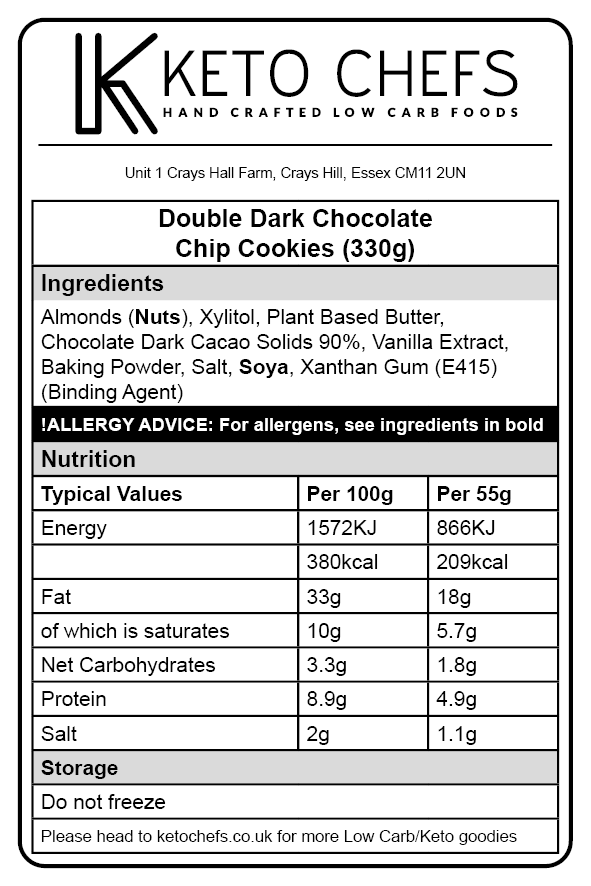 Low Carb Double Dark Chocolate Chip Cookies Ingredients