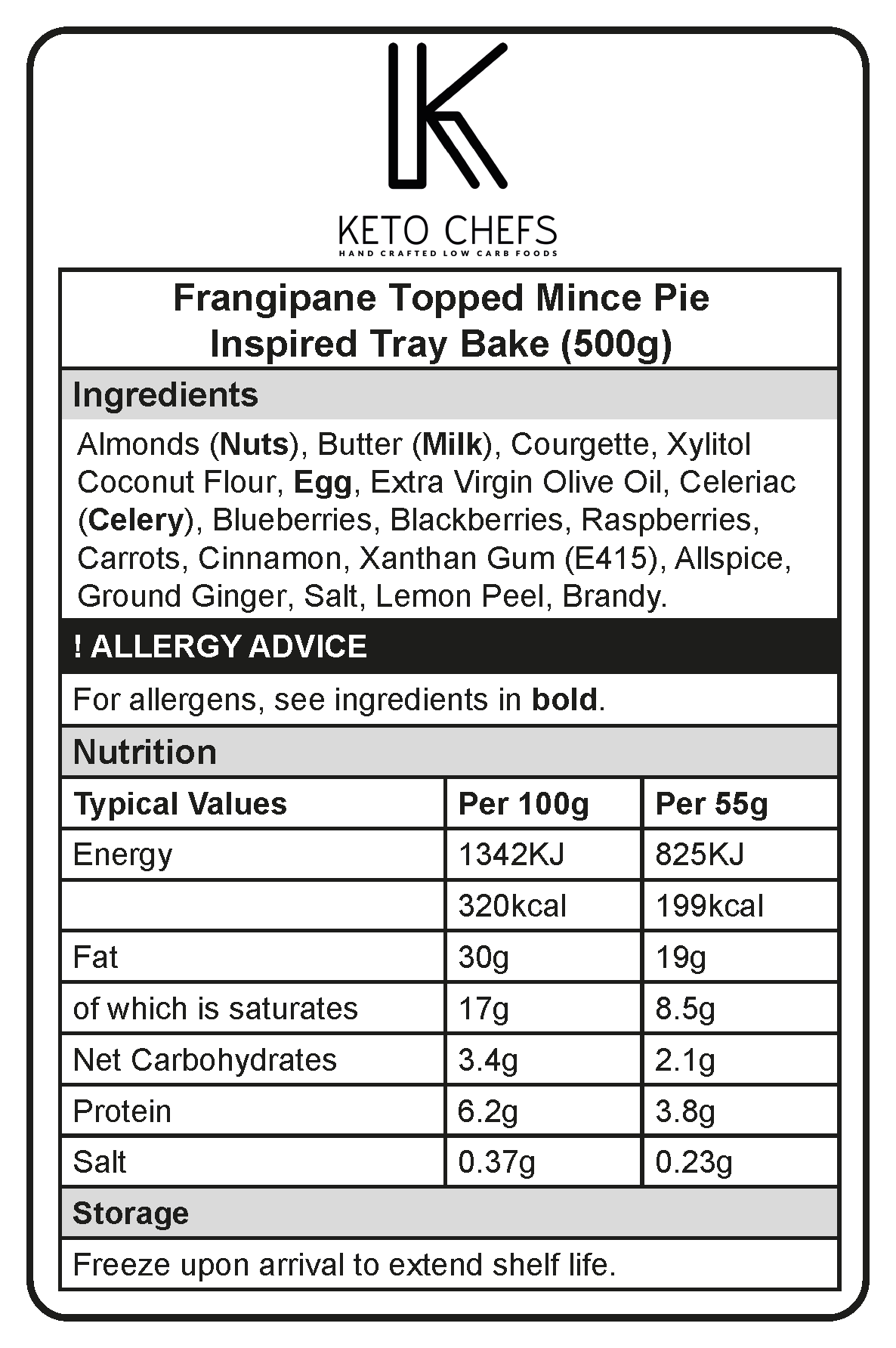 Low Carb Frangipane Topped Mince Pie Ingredients
