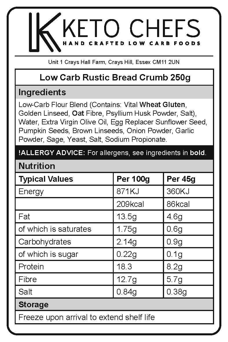 Low Carb Rustic Bread Crumb Ingredients