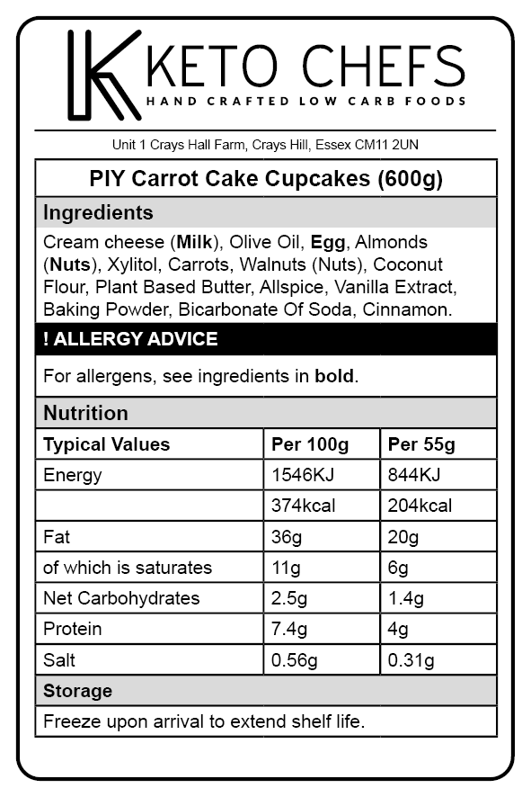Low Carb Carrot Cake Cupcakes Ingredients