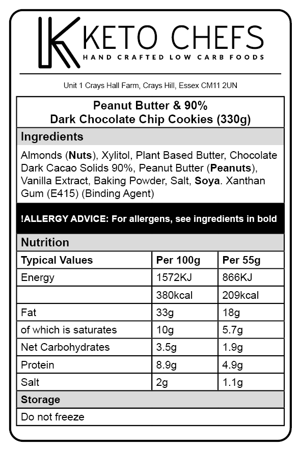Low Carb Peanut Butter Dark Chocolate Chip Cookies Ingredients