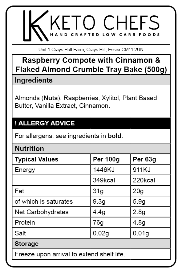 Low Carb Raspberry Cinnamon Almond Crumble Tray Bake Ingredients