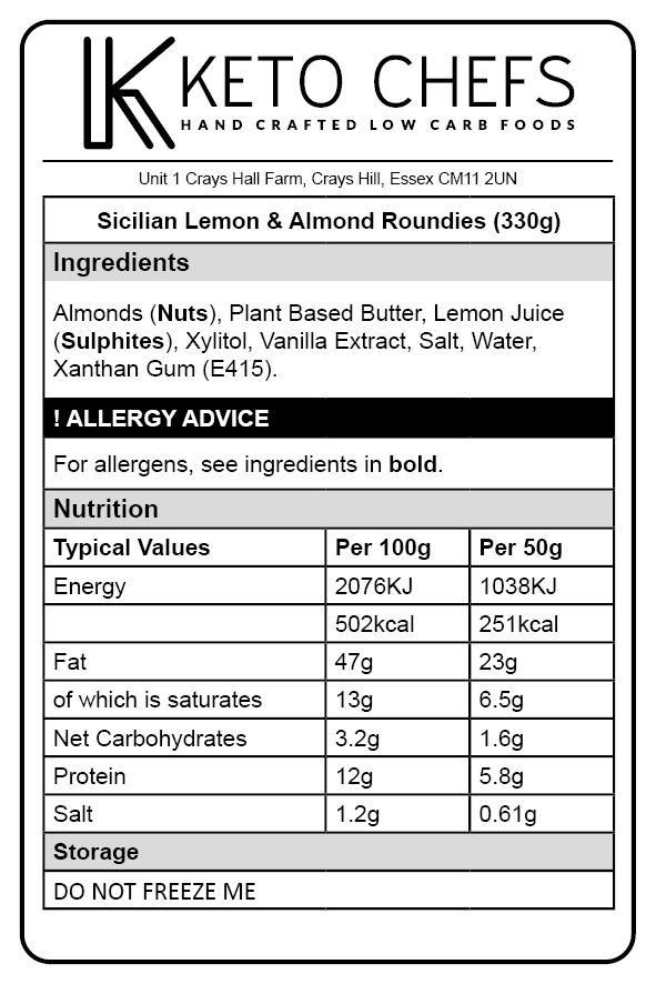 Low Crab Sicilian Lemon Almond Roundies Ingredients
