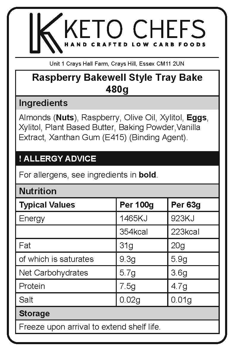 Low Carb Rasberry Bakewell Style Tray Bake Ingredients