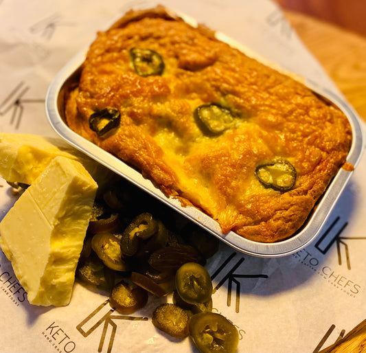 Keto Chefs Farmhouse Cheddar & Jalapeno Pepper Focaccia Style Bread 8/10 portions (freezer friendly) 400g