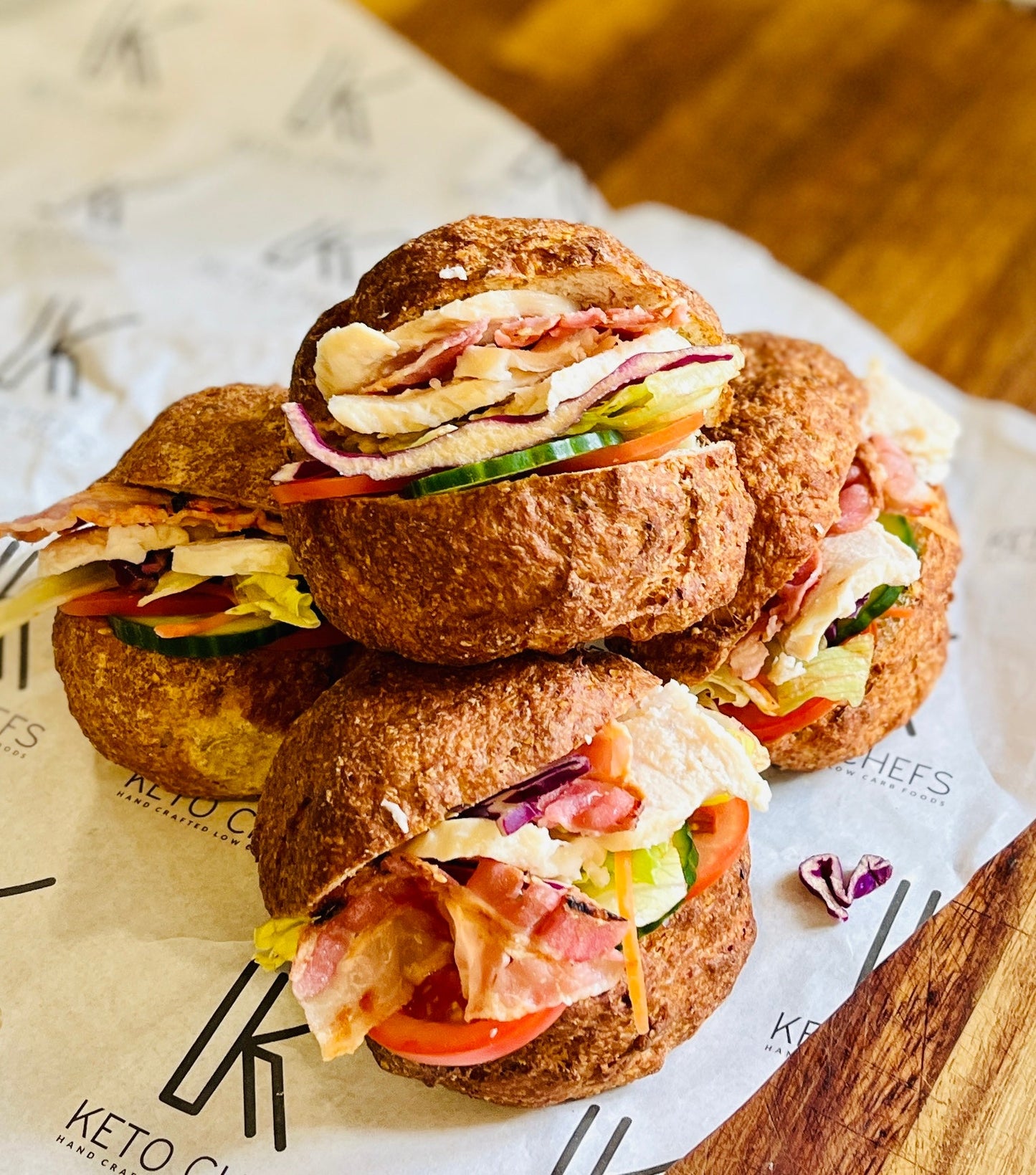 BUNDLE 3x 4 x 75g Ultra Low Carb Multiseed Hand Shaped Rustic Farmhouse Rolls (FREEZER FRIENDLY)