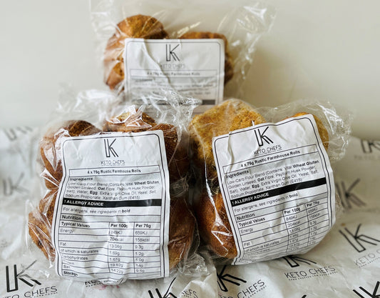 BUNDLE 3x 4 x 75g Ultra Low Carb Hand Shaped Rustic Farmhouse Rolls (FREEZER FRIENDLY)