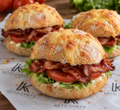 4 x 75g Ultra Low Carb Hand Shaped Cheddar Topped Rustic Farmhouse Rolls (FREEZER FRIENDLY)