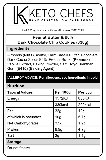 Low Carb Peanut Butter Dark Chocolate Chip Cookies Ingredients