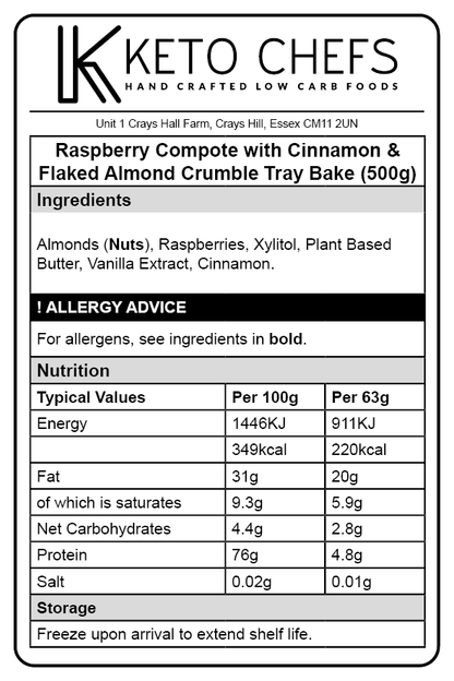 Low Carb Raspberry Cinnamon Almond Crumble Tray Bake Ingredients