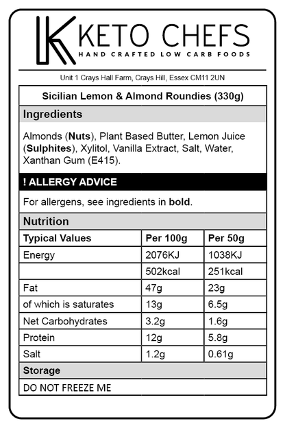 Low Crab Sicilian Lemon Almond Roundies Ingredients