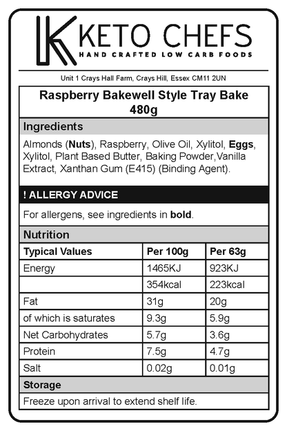 Low Carb Rasberry Bakewell Style Tray Bake Ingredients