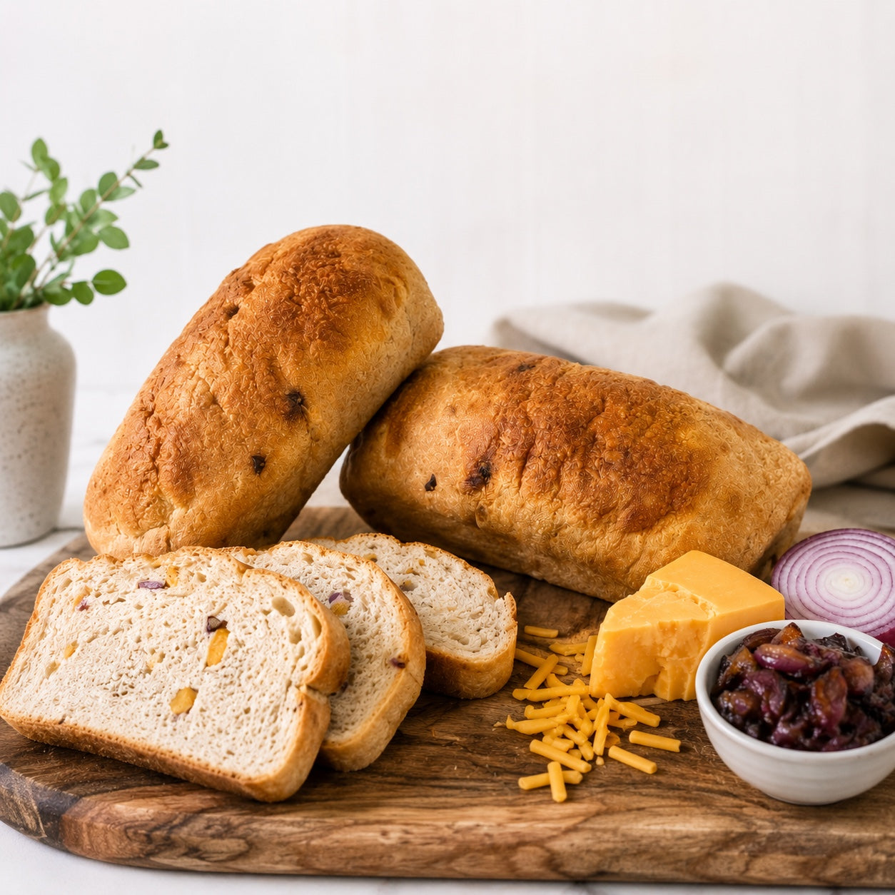 KetoChefs Ultra Low Carb Farmhouse Cheddar & Roasted Red Onion White Loaf (600g) Presliced