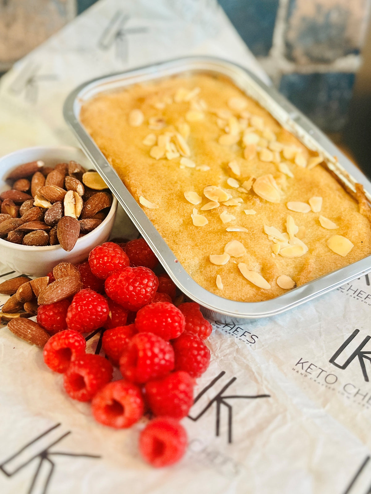 Raspberry Bakewell Style Tray Bake 6/8 Portions (FREEZER FRIENDLY) 480