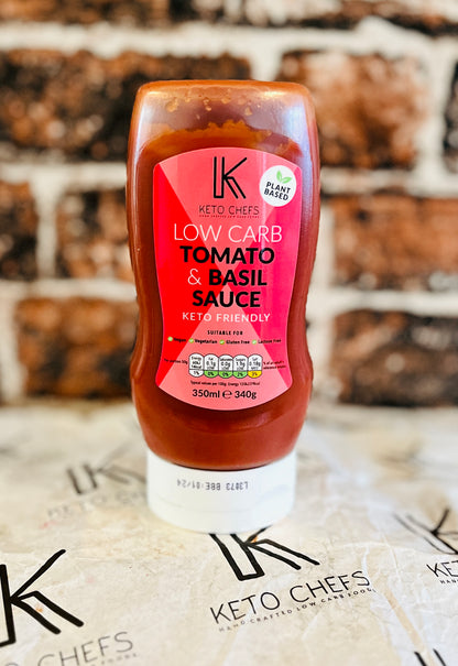 PIZZA PACK Keto Chefs Tomato & Basil Sauce 350g & 11 inch High Protein x 2, Gluten & Grain Free Pizza Bases 2x 300g (freezer friendly)