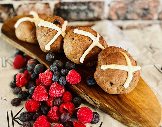 Vegan Ultra Low Carb Hot Cross Buns 75g x4 per pack (FREEZER FRIENDLY)