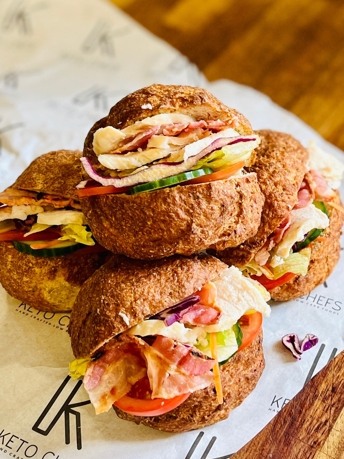 BUNDLE 3x 4 x 75g Ultra Low Carb Multiseed Hand Shaped Rustic Farmhouse Rolls (FREEZER FRIENDLY)